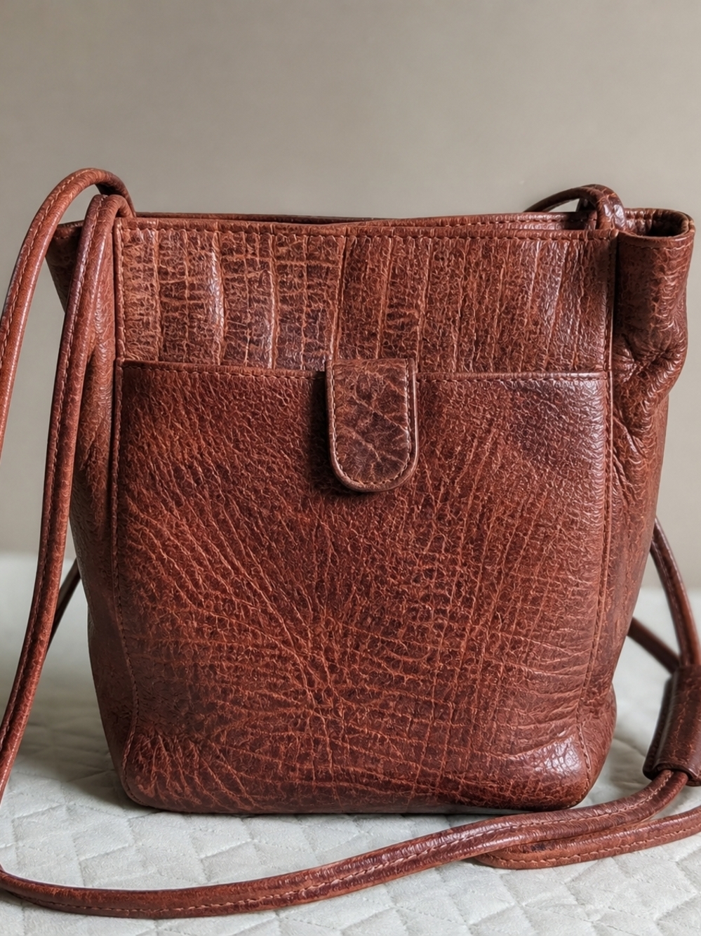 Wilson’s Genuine Leather Brown Crossbody Bag Multi Compartment Minimal Wear